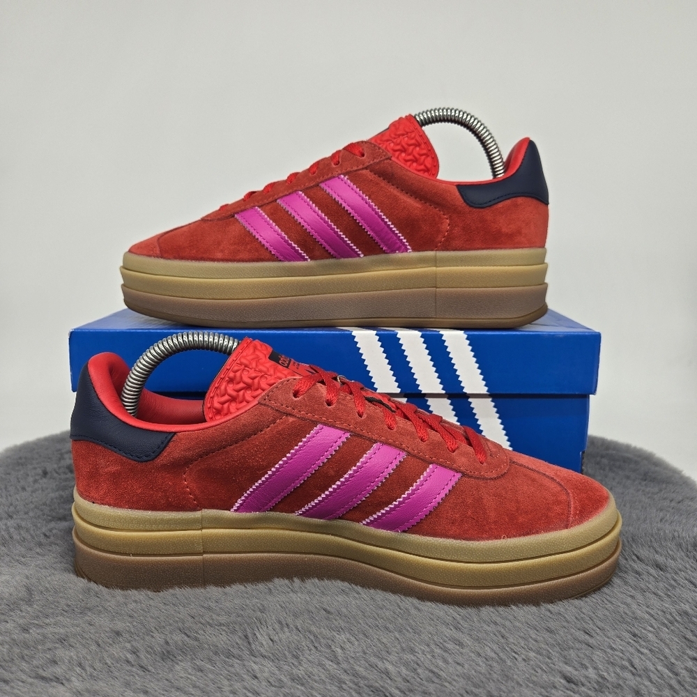 New Adidas Gazelle Bold 'Red Lucid Fuchsia' Women's Shoes Size 9.5 - Picture 6 of 8